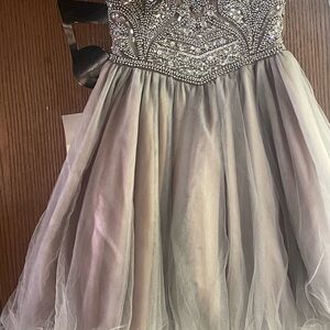 Elegant Gray Kids Dress with Embellished Bodice